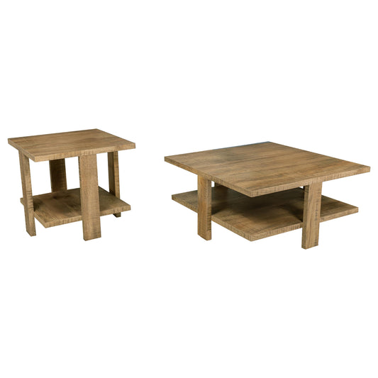 Dawn 2-piece Round Coffee and End Table Set Mango Brown