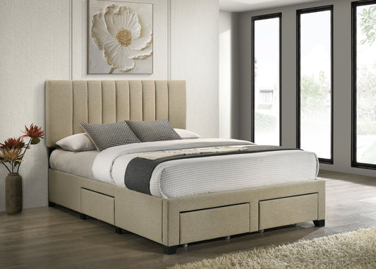 Wheatland 4-drawer Upholstered Eastern King Storage Bed Brown
