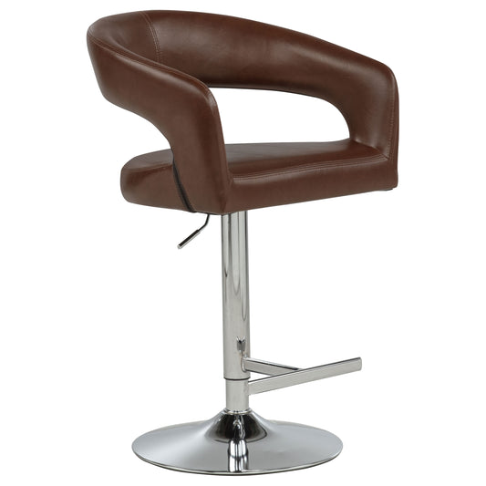 Travia Faux Leather Upholstered Adjustable Bar Stool Cocoa Brown