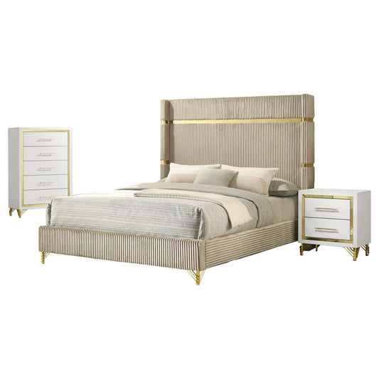 Lucia 3-piece Queen Bedroom Set Beige and White