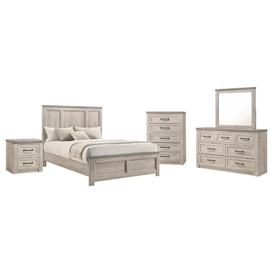 Nevado 5-Piece Eastern King Panel Bedroom Set Grey and Weathered Taupe