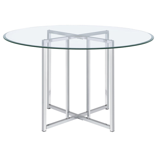 Pace 48-inch Round Glass Top Dining Table Chrome