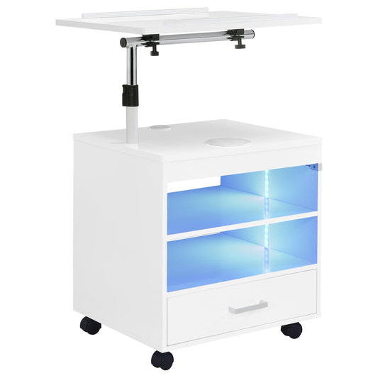 Lerma 1-drawer Adjustable Tray Top Nightstand with Speaker White High Gloss