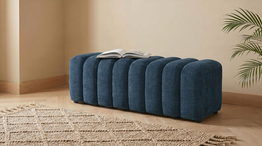 Summer Upholstered Channel Accent Bench Navy