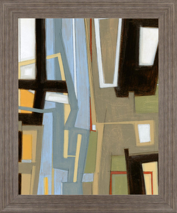 Urban Slate Geometry - 28" x 34" Framed Wall Art - Beige