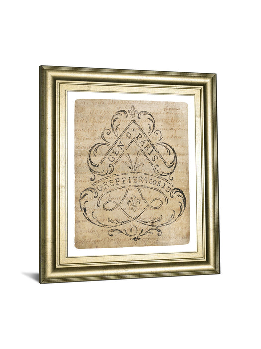 Letter Crest I Vintage V2 By Wild Apple Portfolio - Framed Print Wall Art - Beige