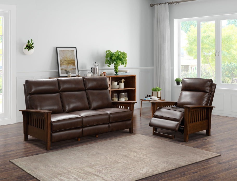 Artisan - Sofa-Recliner With Power, Power Headrest - Dark Brown
