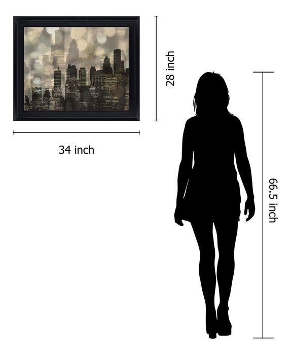 Luminous Skyline - 28" x 34" Framed Wall Art - Black