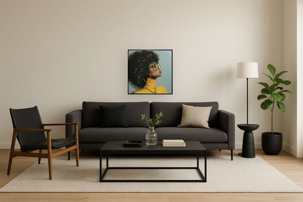 Golden Gaze Icon - 25" x 25" Framed Wall Art