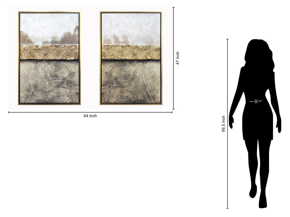 Hand Painted Textured Canvas in Frame 64x47 (Set of 2) - Dark Gray