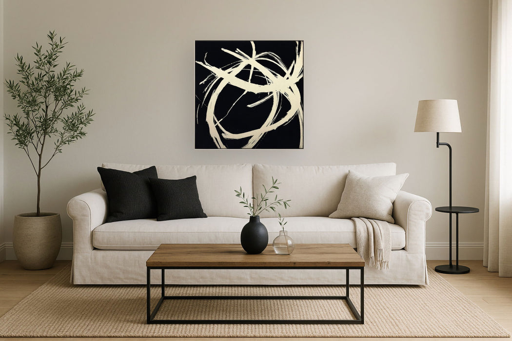 Ivory Swirl Touch - 32" x 32" Framed Wall Art