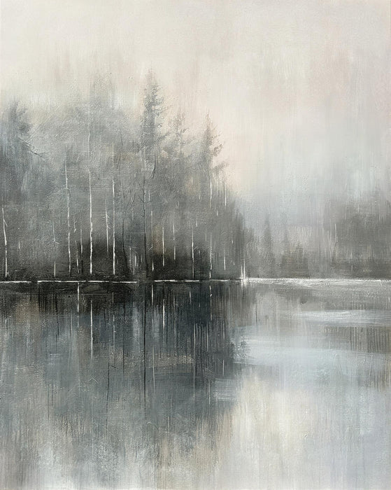 Foggy Lake II - Hand-painted Wrapped Canvas