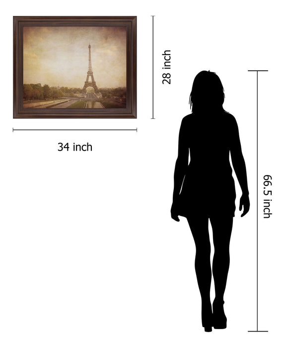 Sepia Eiffel View - 28" x 34" Framed Wall Art