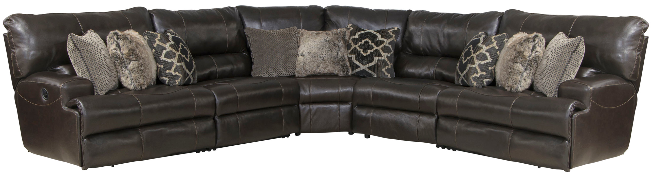 Como - 5 Piece Italian Leather Match Reclining Sectional