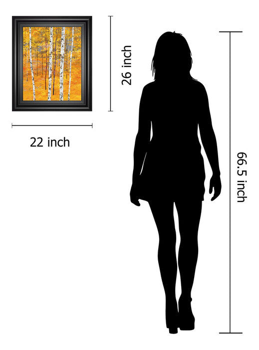 Iridescent Trees IV By Alex Jawdokimov - Framed Print Wall Art - Yellow