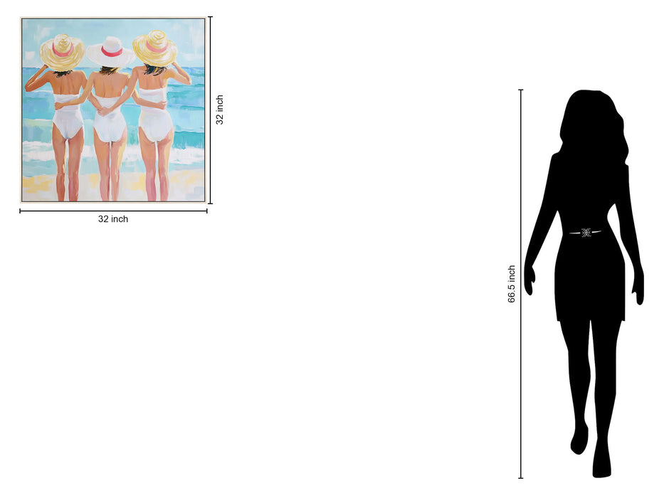 Seaside Sisterhood - 32" x 32" Framed Wall Art