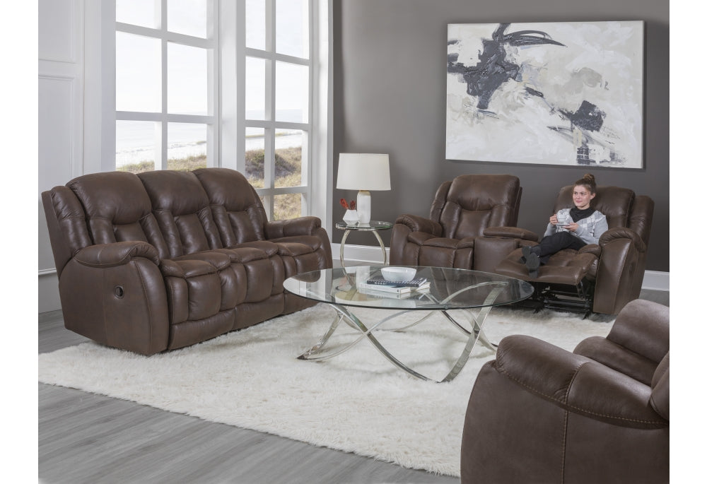 Double Reclining Chocolate Console Loveseat
