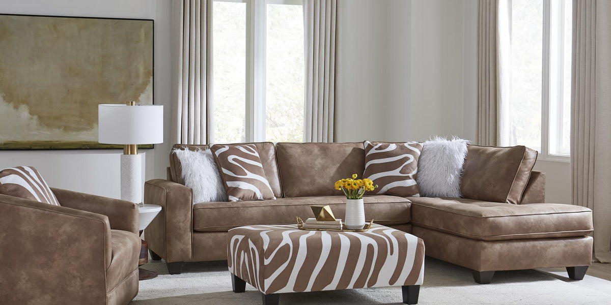 remix 2pc tobacco sectional sofa Camel Crow 2pc Chaise Sectional — Great Furniture & Mattress