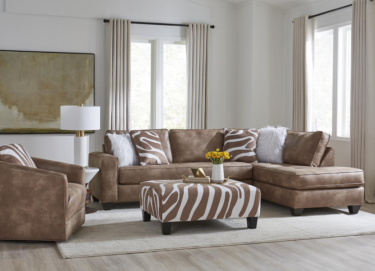 remix 2pc tobacco sectional sofa Camel Crow 2pc Chaise Sectional — Great Furniture & Mattress