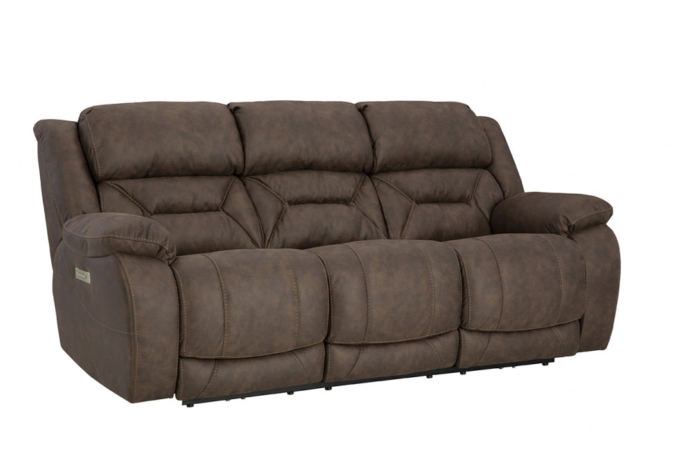Double Reclining Walnut "Zero Gravity" Triple Power Sofa