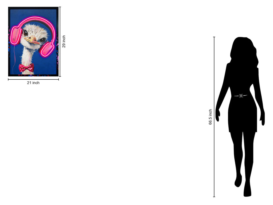 Electric Groove Ostrich - 21" x 29" Framed Wall Art