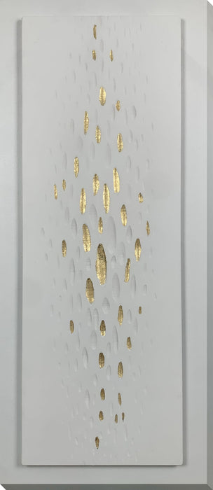 "Golden Drops" Hand-Painted Wrapped Canvas - Gray / Gold