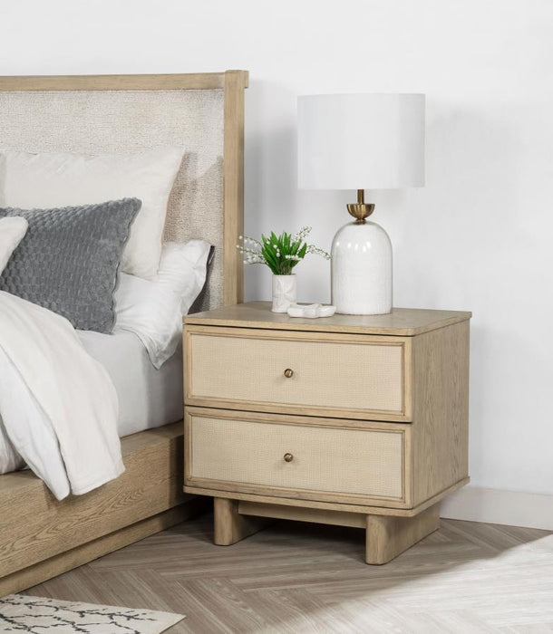 Kailani - 2-Drawer Nightstand Bedside Table - Beige Oak