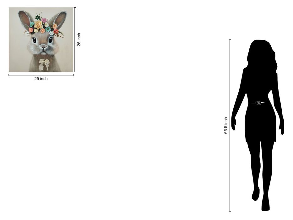 Blossom Bunny Portrait - 25" x 25" Framed Wall Art