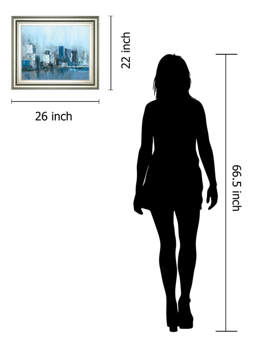 Citlylines By Jones, Cy - Framed Print Wall Art - Light Blue