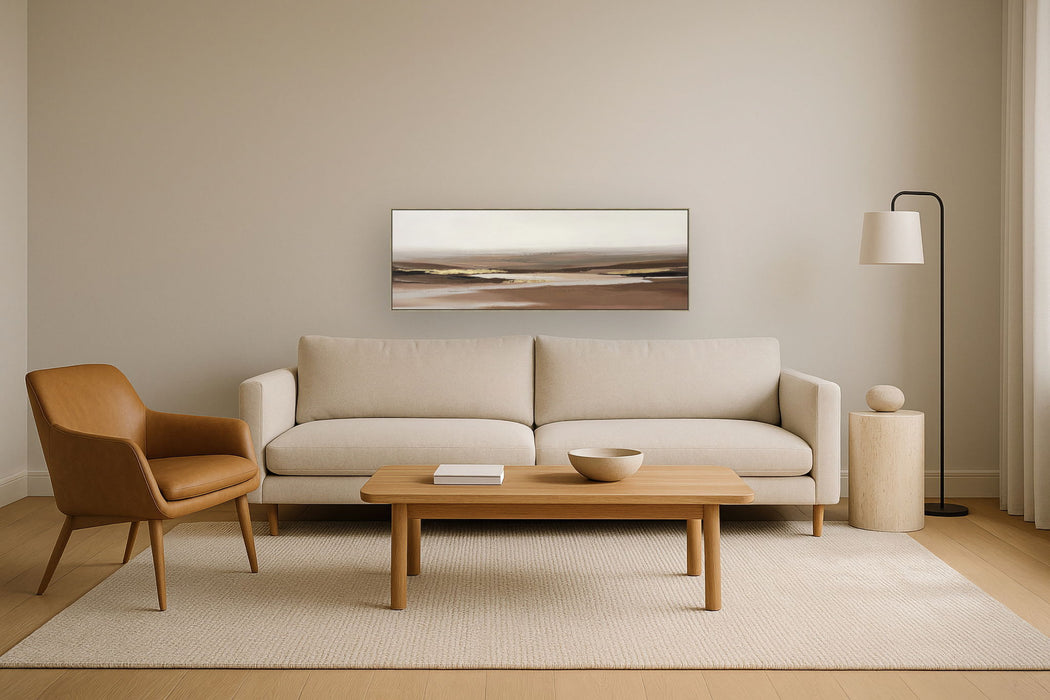 Golden Dusk Layers - 20" x 60" Framed Wall Art