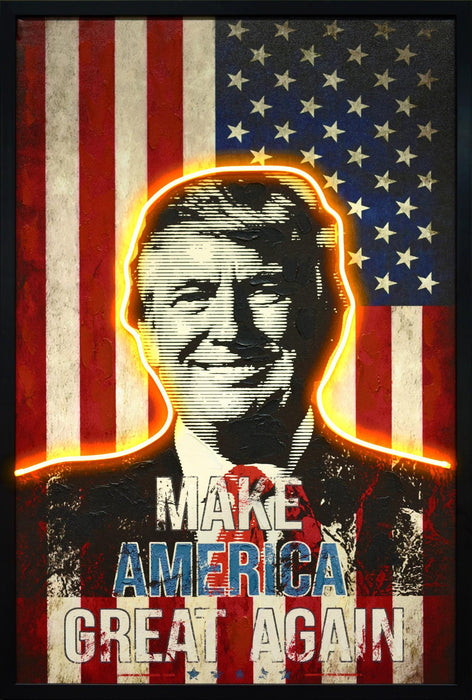 Radiant Flag Portrait - 25" x 37" Framed Wall Art