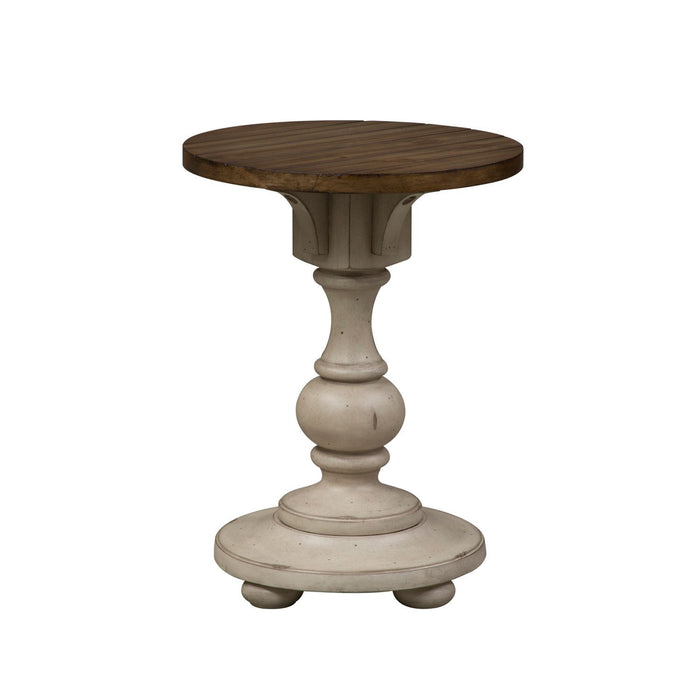 Morgan Creek - Chair Side Table - Antique White / Wirebrushed Tobacco Accents