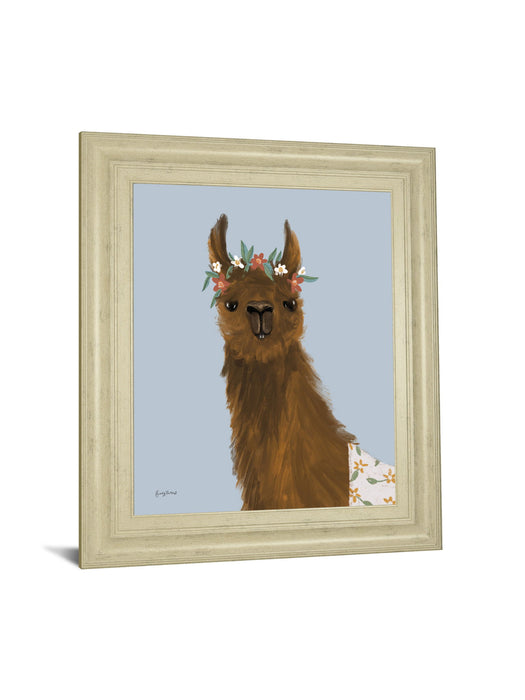 Delightful Alpacas II By Becky Thorns - Framed Print Wall Art - Dark Brown