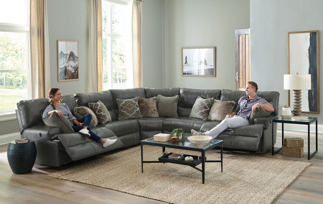 Como - 5 Piece Italian Leather Match Reclining Sectional