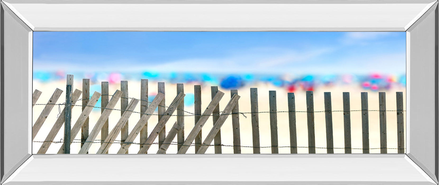 Beachscape Il By James Mcloughlin - Mirror Framed Print Wall Art - Light Blue