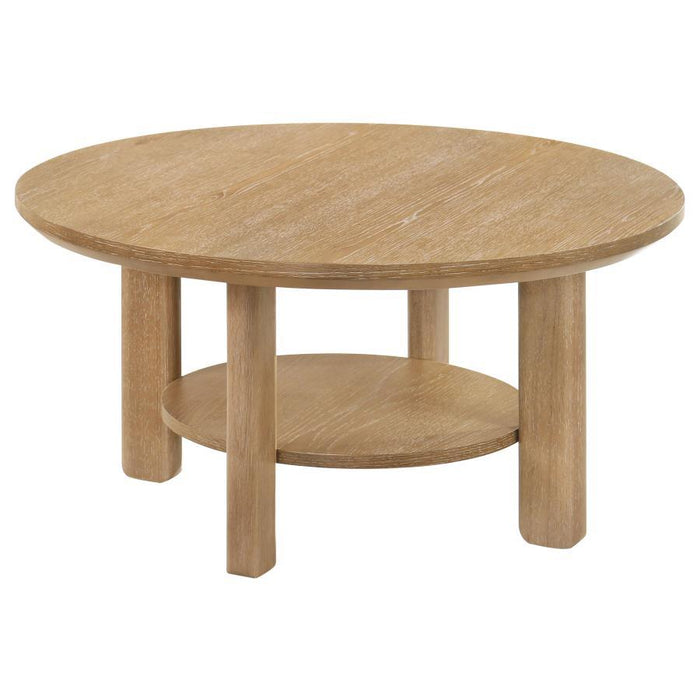 Ottowa - Round Wood Table With Shelf