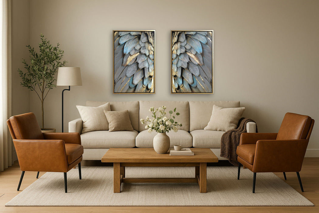 Hand Painted Textured Canvas in Frame - Pearl Silver