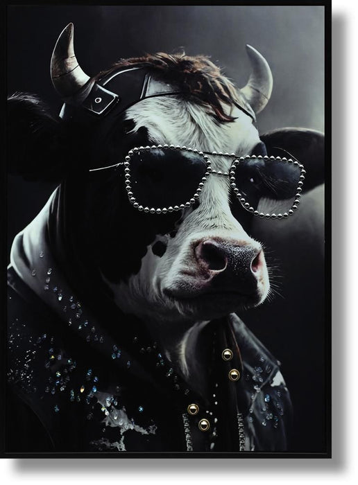 Studded Attitude Bovine - 21" x 29" Framed Wall Art