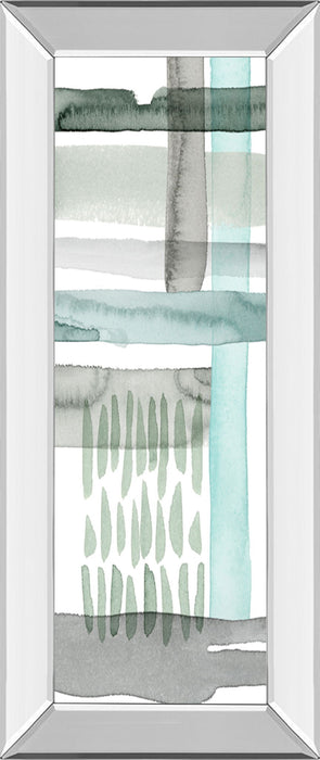 Cross Stitch Panel II By Grace Popp Mirror Framed Print Wall Art - Light Blue