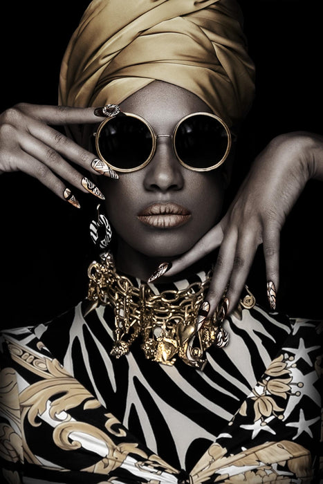 Golden Vogue Muse - 32" x 48" Framed Wall Art