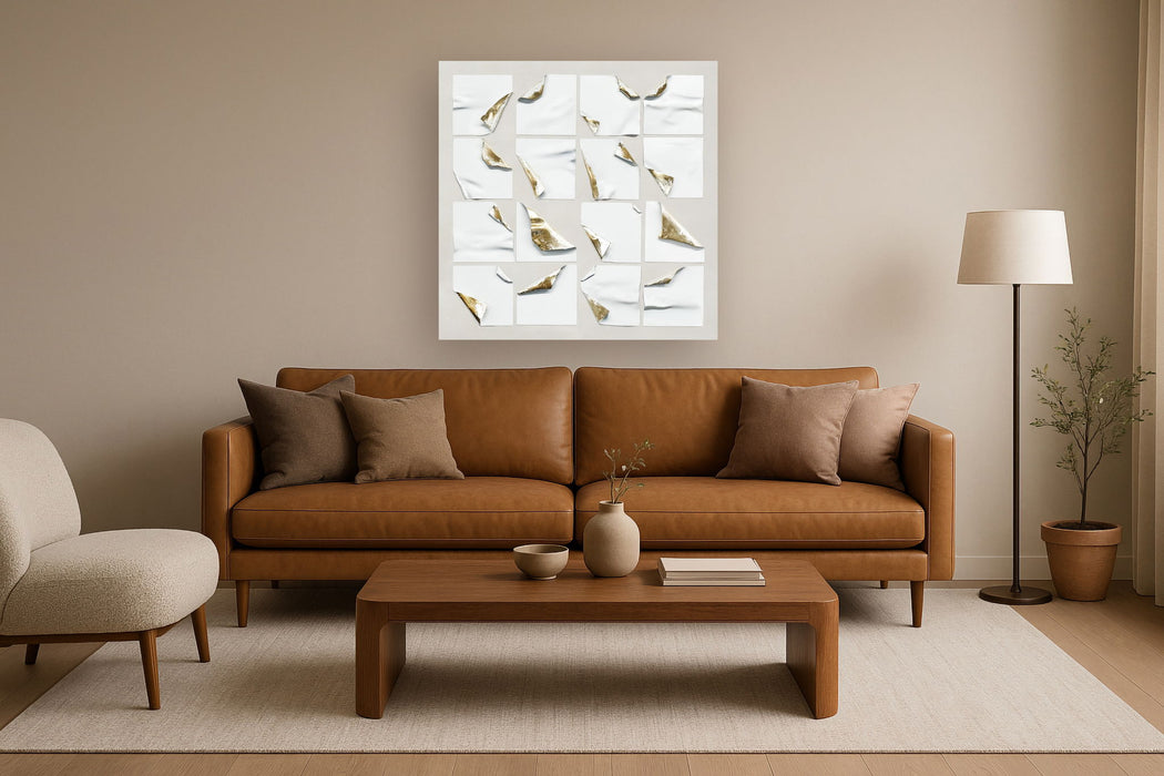 Golden Edges Mosaic - 40" x 40" Framed Wall Art