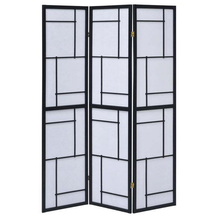 Damis - 3-Panel Room Divider Folding Shoji Screen - Black