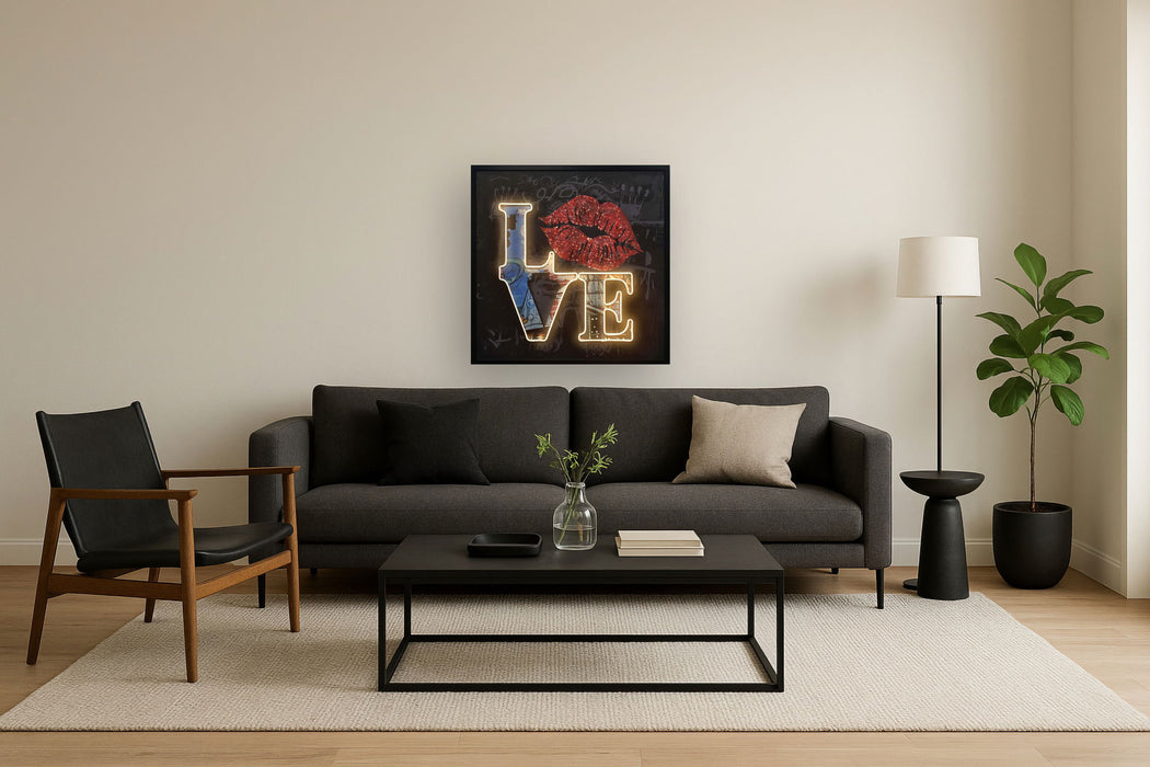 Crimson Kiss Glow - 33" x 33" Framed Wall Art