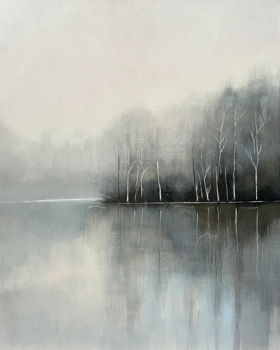 Foggy Lake I - Hand-painted Wrapped Canvas