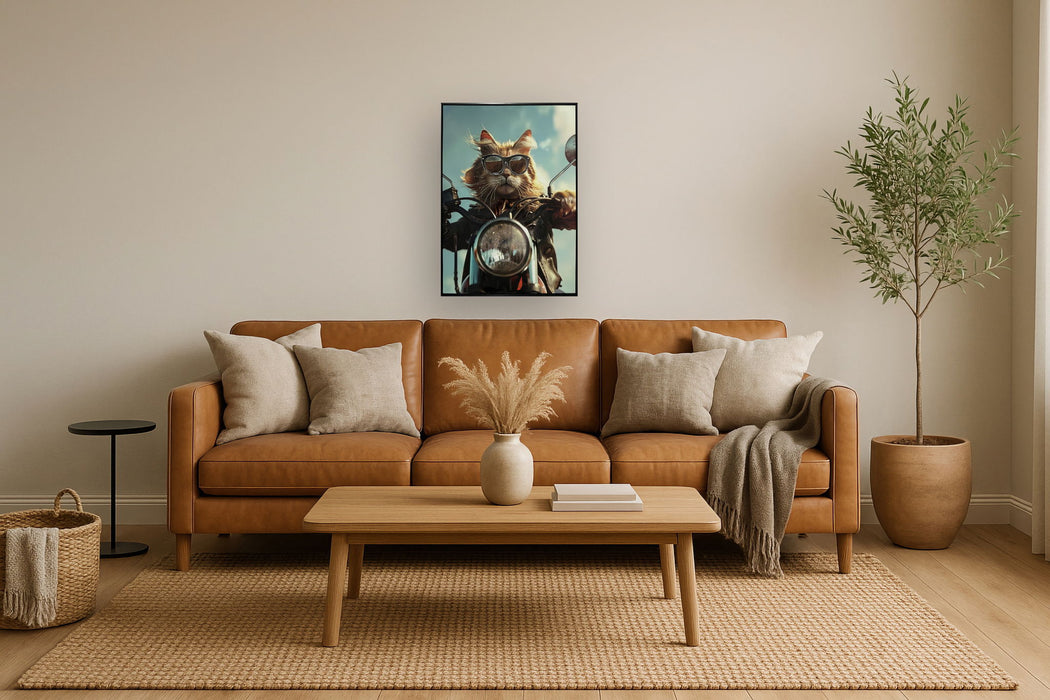 Wind Rider Cat - 21" x 29" Framed Wall Art