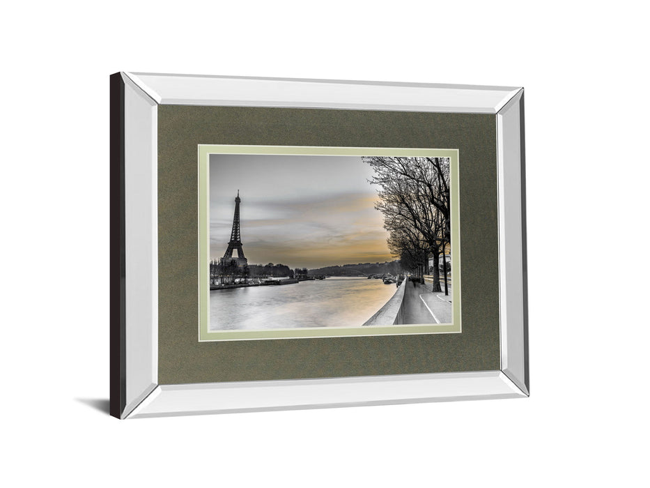 River Seine And The Eiffel Tower By Assaf Frank - Mirror Framed Print Wall Art - Gray