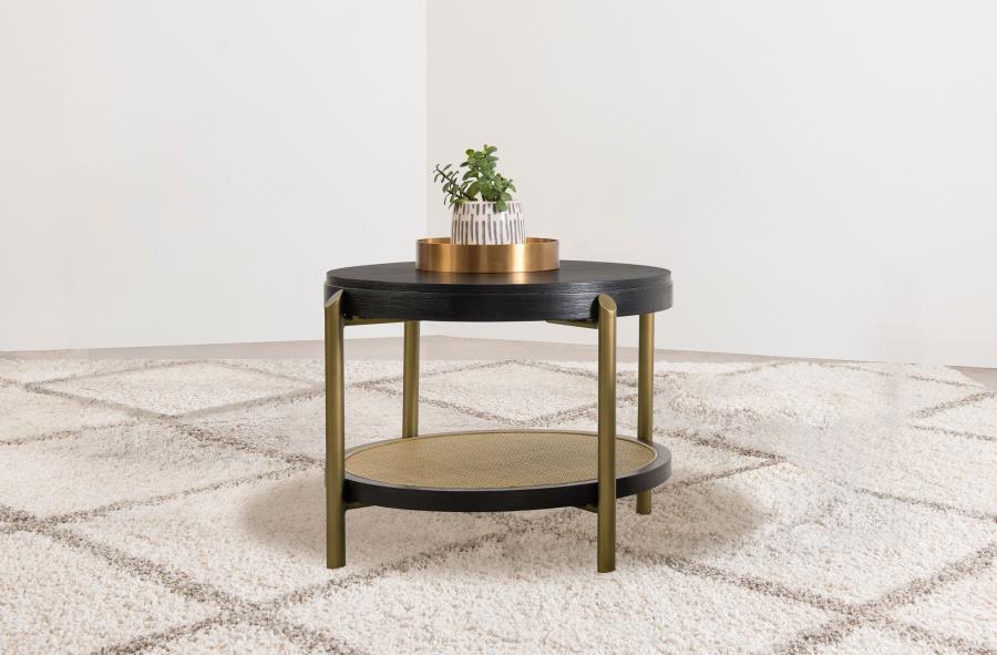 Arini - Round End Side Table With Storage Shelf