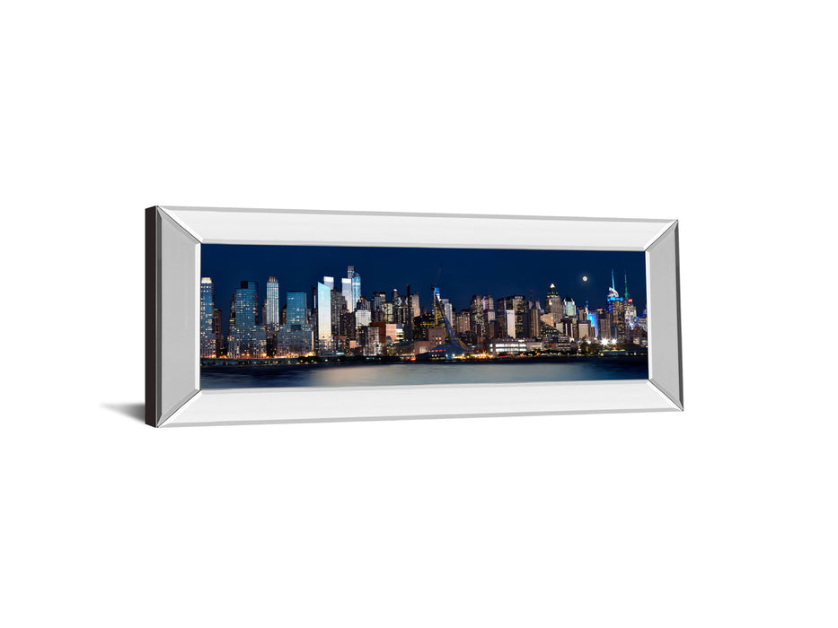 New York At Night Xi By James Mcloughlin - Mirror Framed Print Wall Art - Black