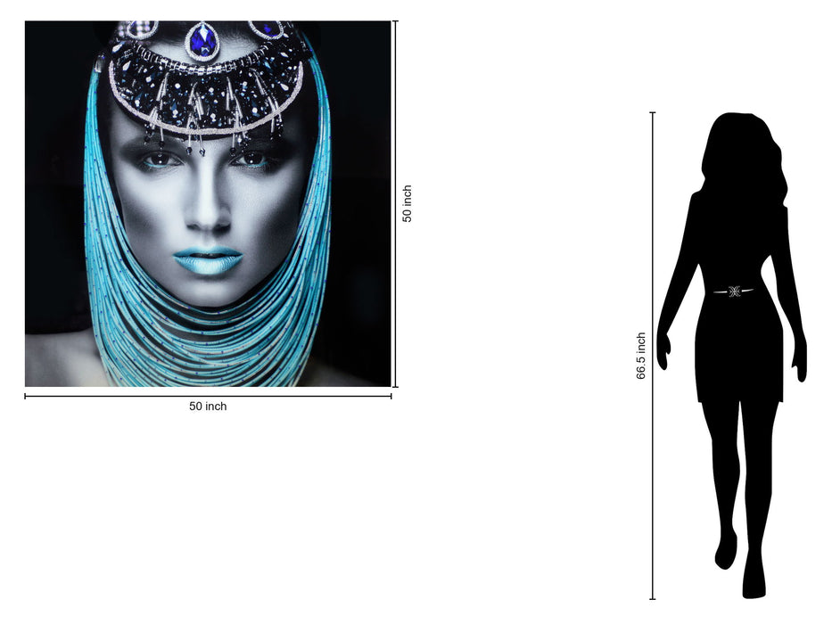 Temp Glass With Foil & Rhinestones - Lady Pharaoh - Blue