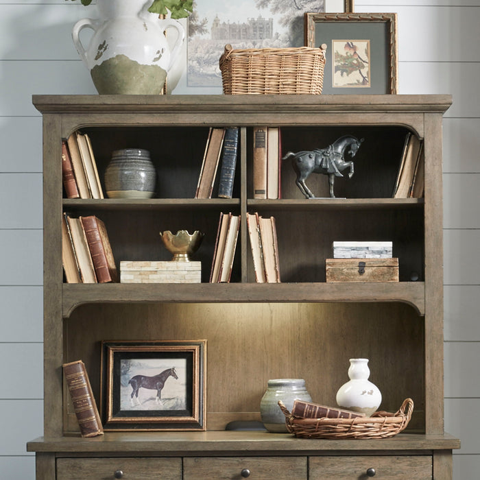 Americana Farmhouse - Credenza Hutch - Dusty Taupe